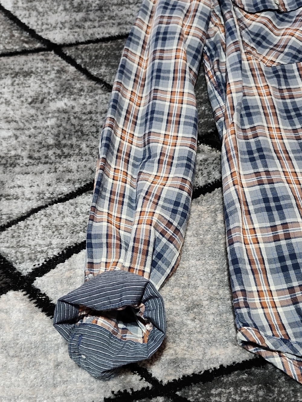 VINTAGE CALVIN KLEIN PLAID BUTTON-DOWN LONG-SLEEVE WESTERN SHIRT - Picture 5 of 14